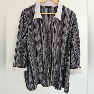 Penningtons Black and White Striped Women's Top